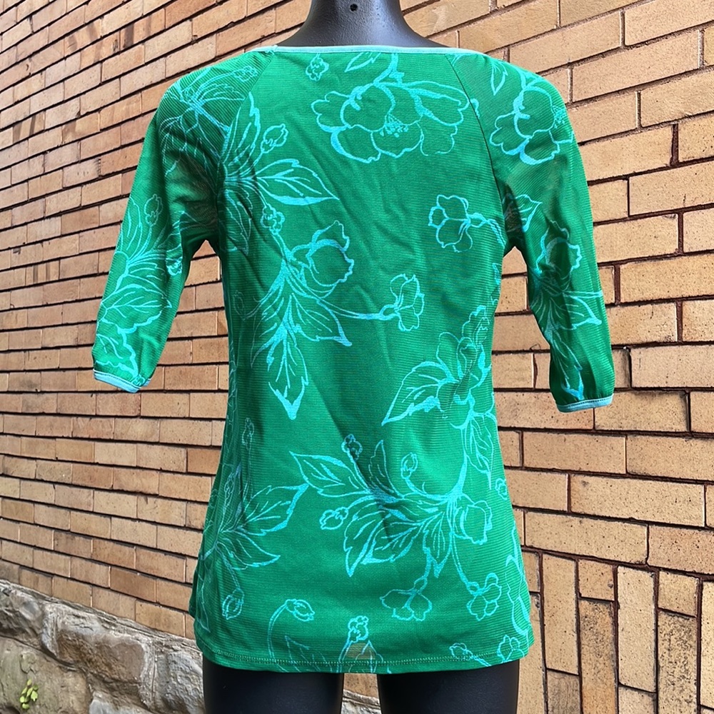 Vintage Y2k Axcess floral green mesh overlay blouse Size Small - Picture 3 of 5